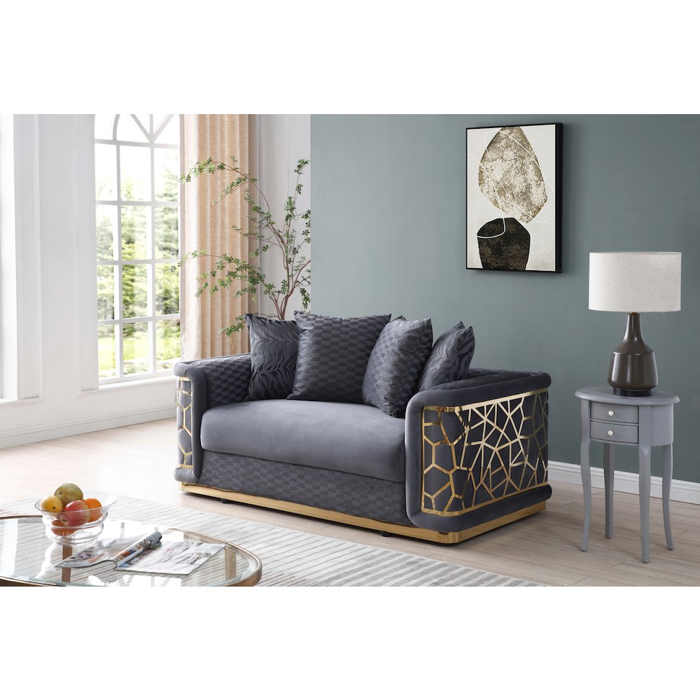 Glory Furniture Talia Loveseat in Dark Gray Color. Picture 9