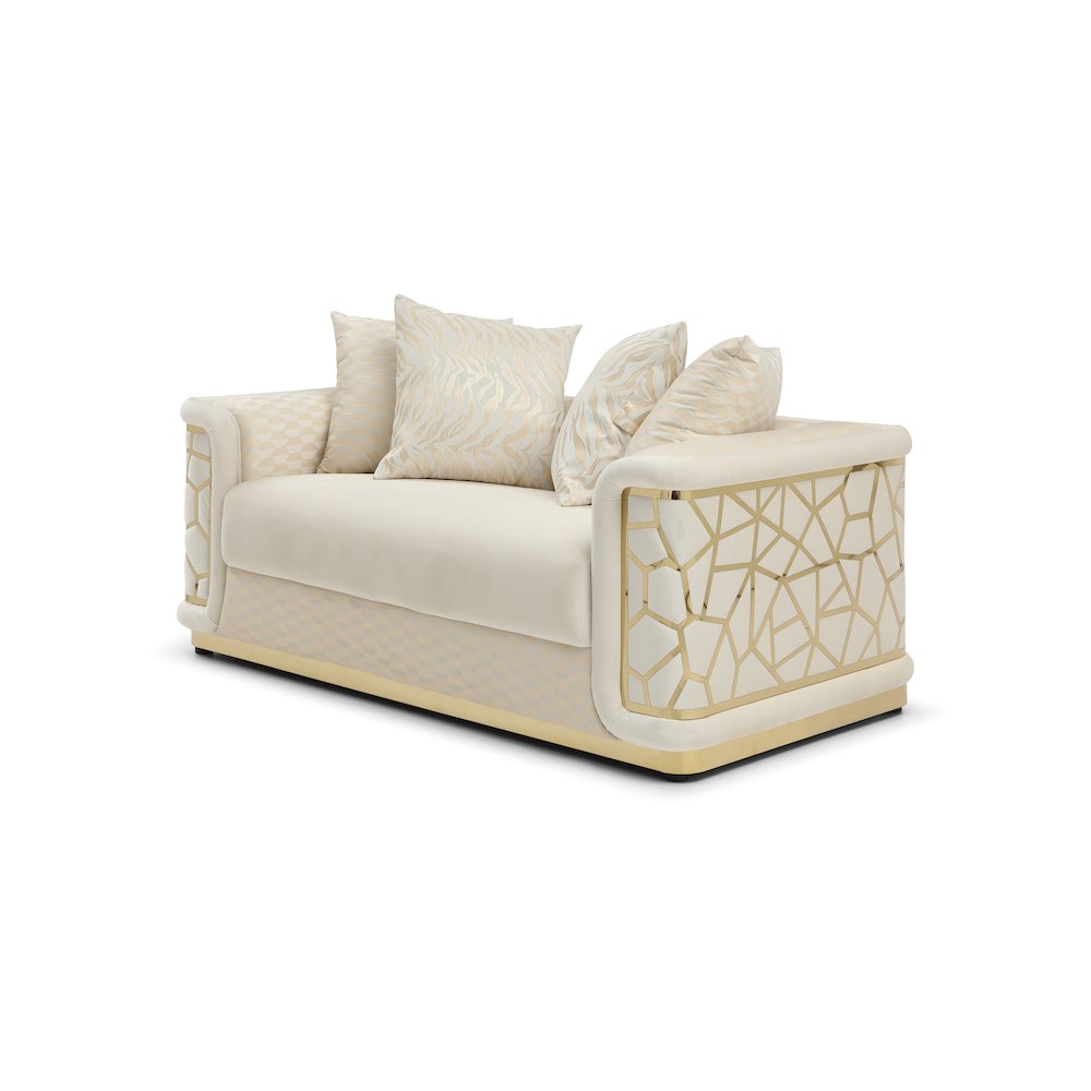 Glory Furniture Talia Loveseat in Ivory Color. Picture 2