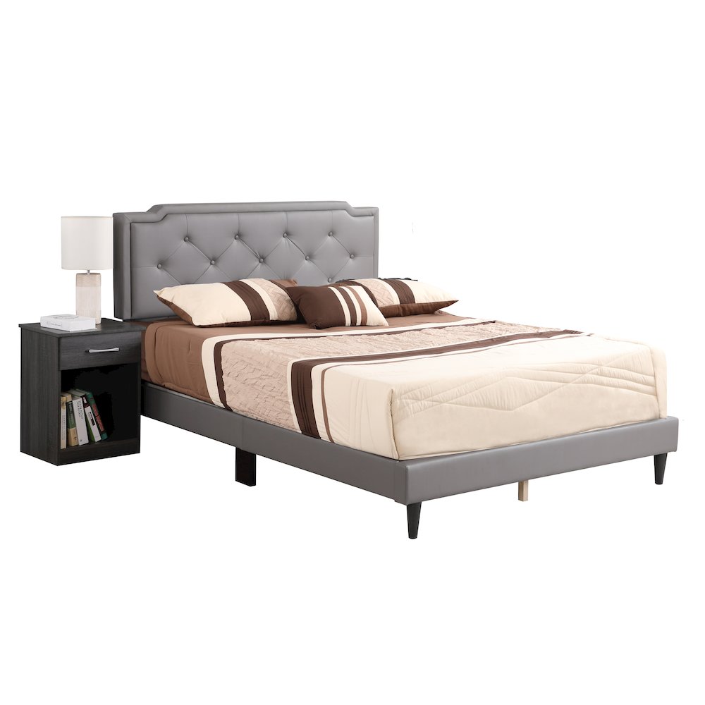 Glory Furniture Deb Queen Bed in Light Grey Color. Picture 1