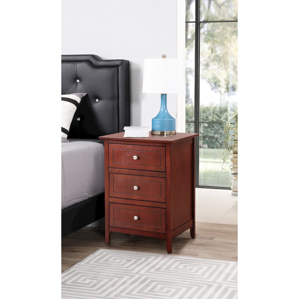 Glory Furniture Daniel   3 Drawer Nightstand, Cherry. Picture 7
