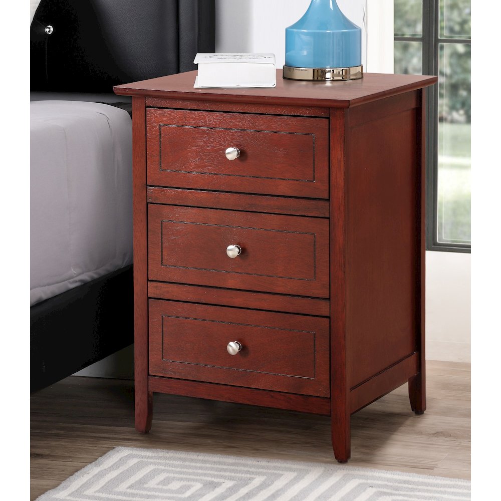 Glory Furniture Daniel   3 Drawer Nightstand, Cherry. Picture 8