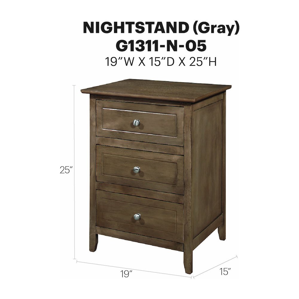 Glory Furniture Daniel Nightstand in Gray Color. Picture 9