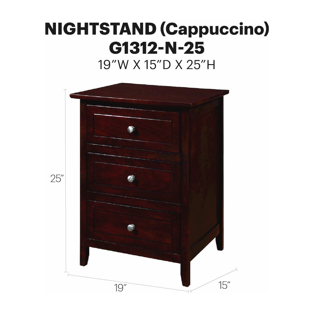 Glory Furniture Daniel Nightstand in Cappuccino Color. Picture 9