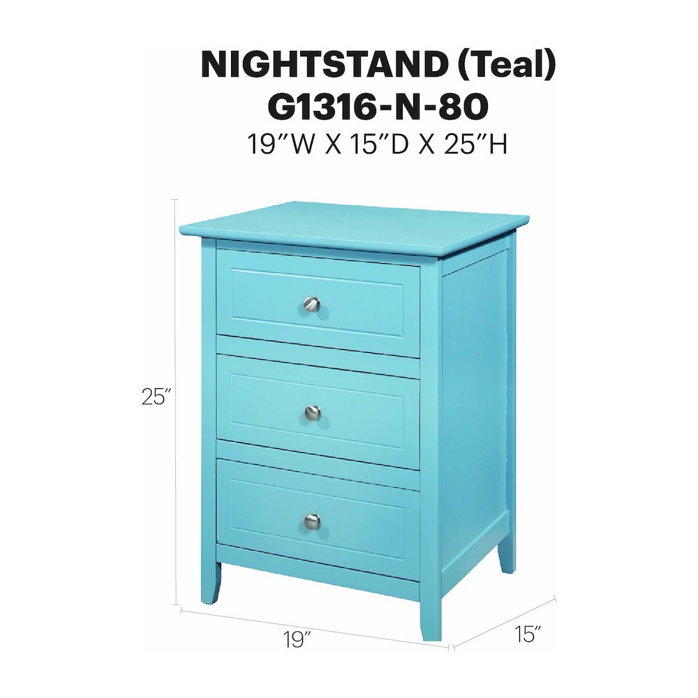 Glory Furniture Daniel   3 Drawer Nightstand, Blue. Picture 8