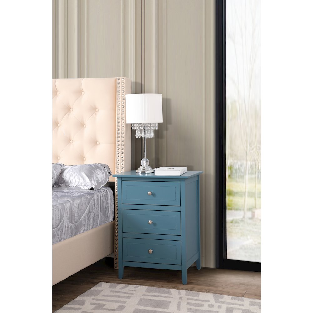 Glory Furniture Daniel   3 Drawer Nightstand, Blue. Picture 7