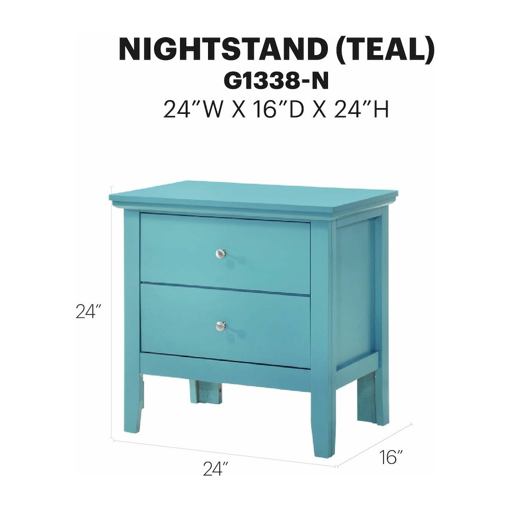 Glory Furniture Primo Nightstand in Teal Color. Picture 7