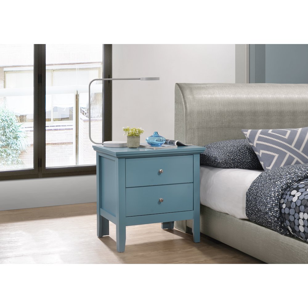 Glory Furniture Primo Nightstand in Teal Color. Picture 5
