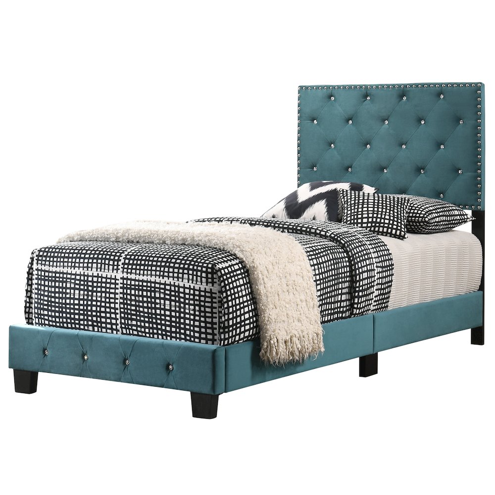 Glory Furniture Suffolk Twin Bed in Green Color. Picture 1