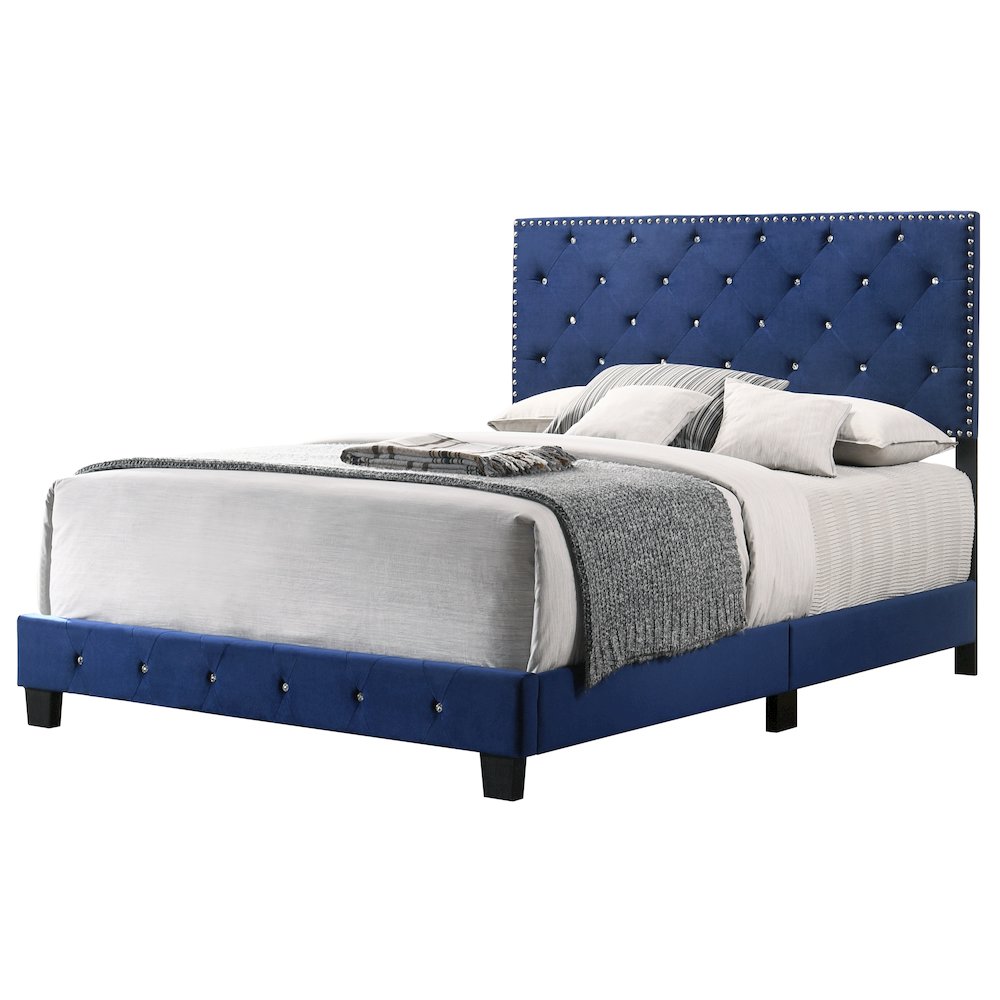 Glory Furniture Suffolk Queen Bed in Navy Blue Color. Picture 1
