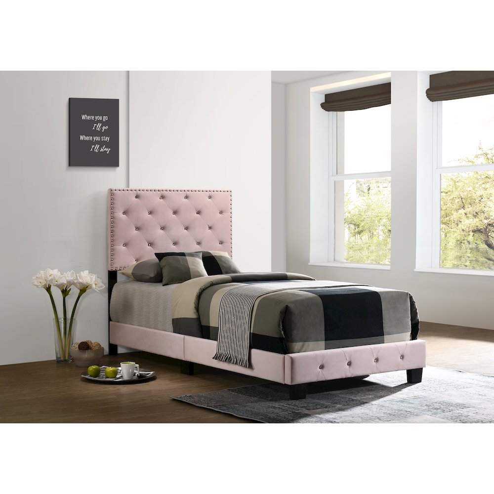 Glory Furniture Suffolk Twin Bed in Pink Color. Picture 6