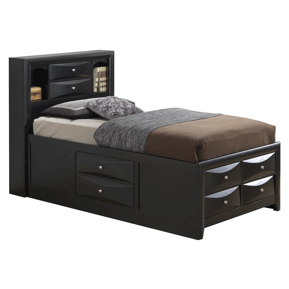 Glory Furniture Marilla Twin Storage Bed in Black Color. Picture 1