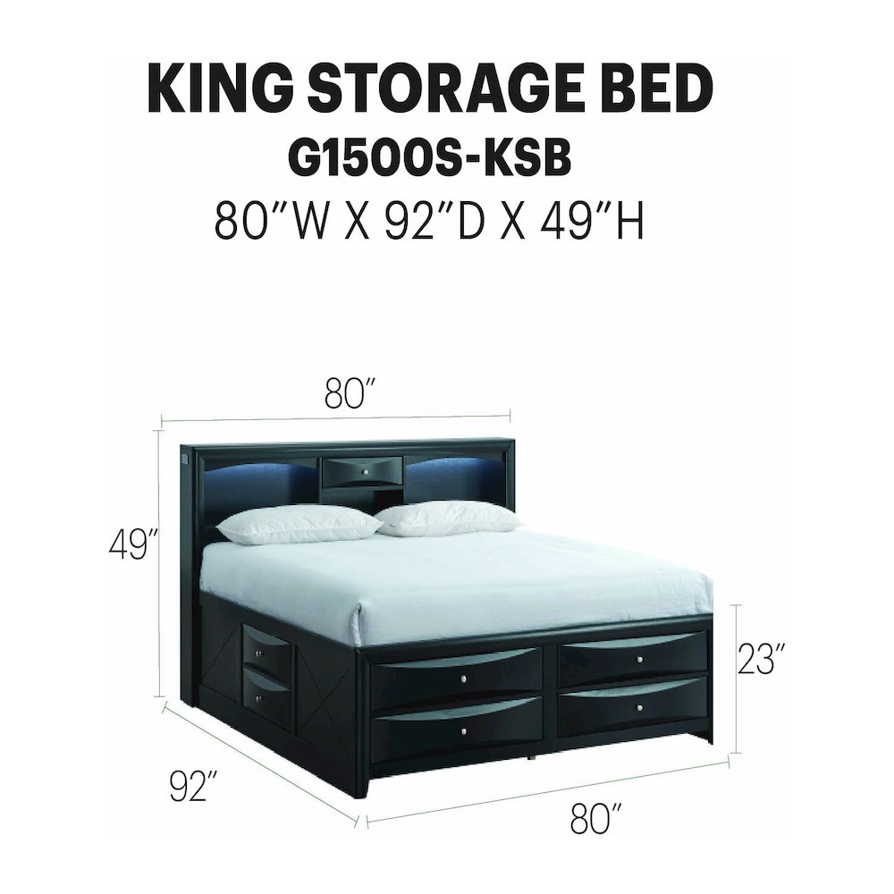 Platform Bed Frame with Headboard, Modern Wooden Bed Frame Bedroom, Black, King. Picture 7