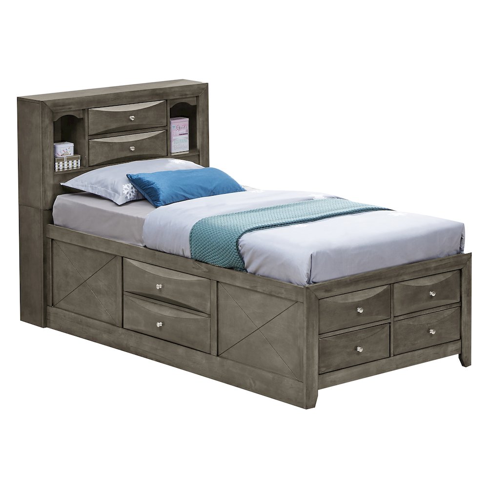 Glory Furniture Marilla Twin Storage Bed in Gray Color. Picture 1