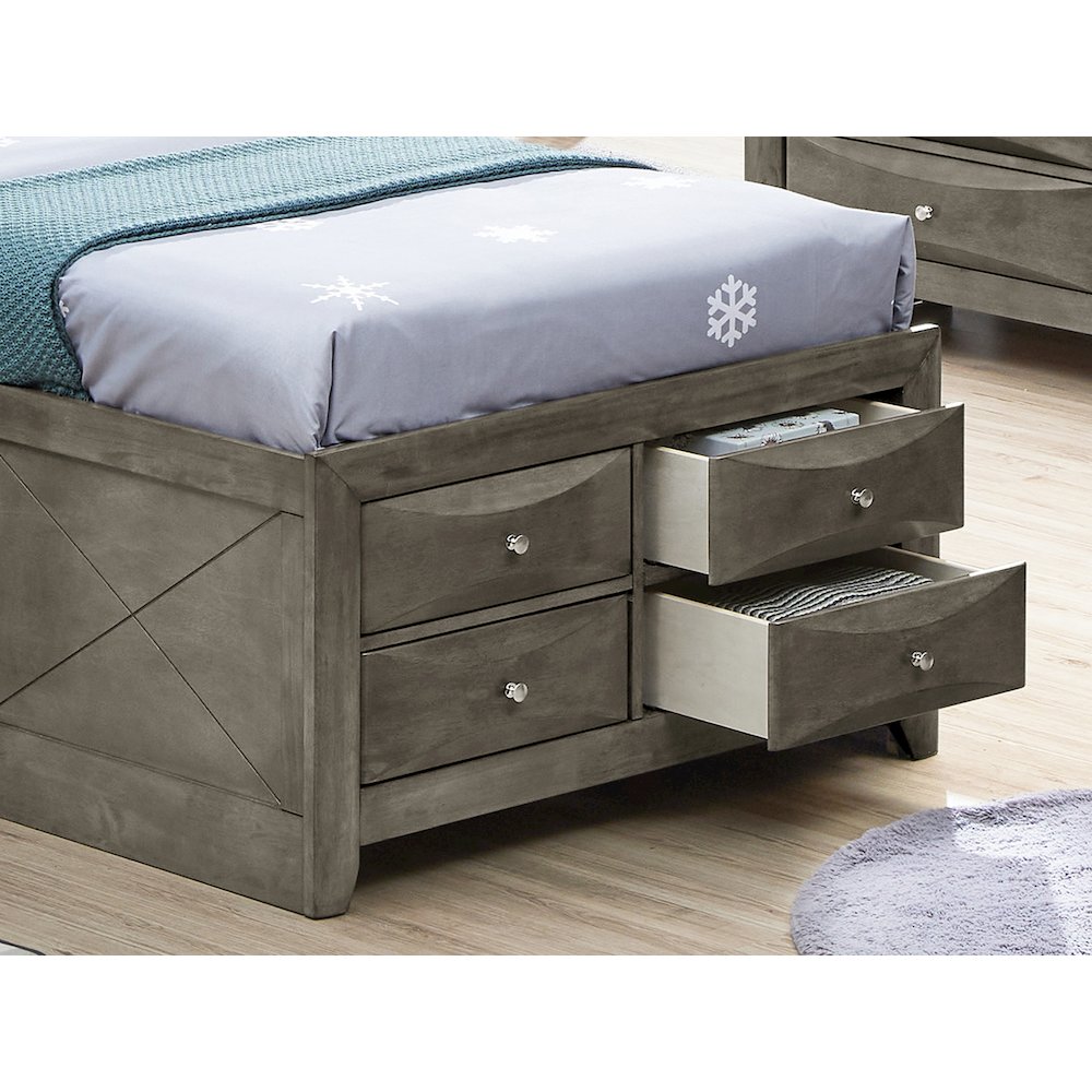 Glory Furniture Marilla Twin Storage Bed in Gray Color. Picture 4