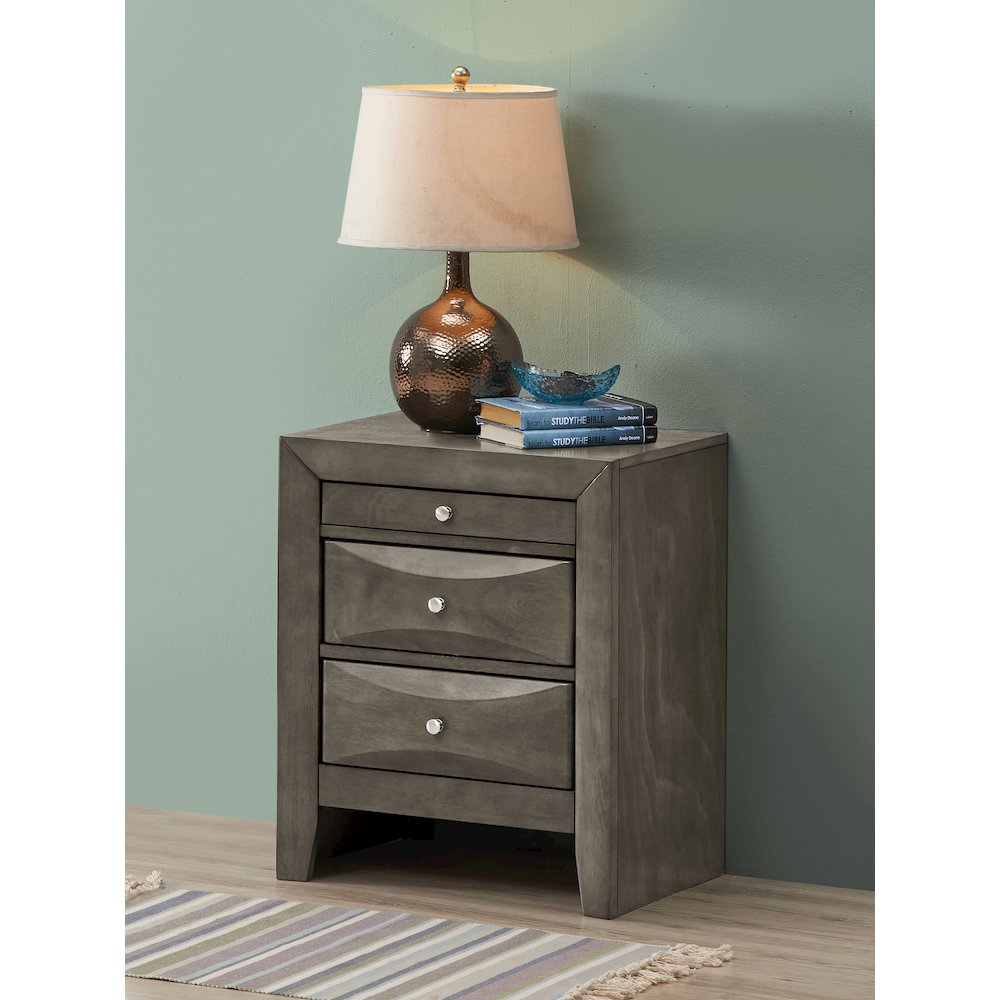 Glory Furniture Marilla Nightstand in Gray Color. Picture 7