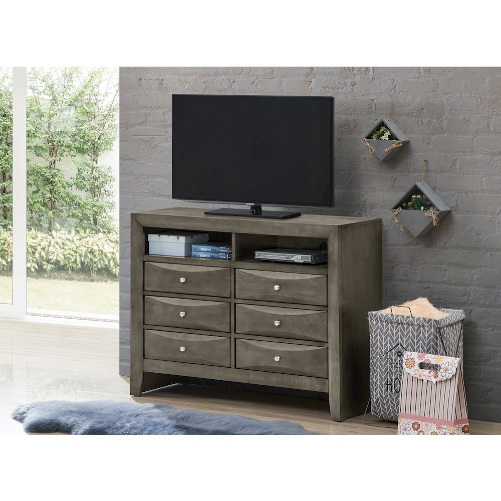 Glory Furniture Marilla Media Chest in Gray Color. Picture 7