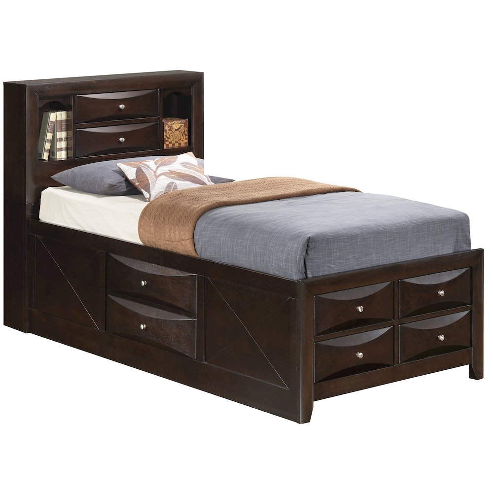 Glory Furniture Marilla Twin Storage Bed in Cappuccino Color. Picture 2