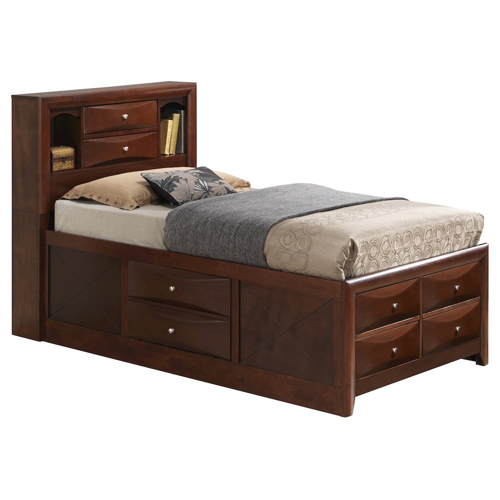 Glory Furniture Marilla Twin Storage Bed in Cherry Color. Picture 1