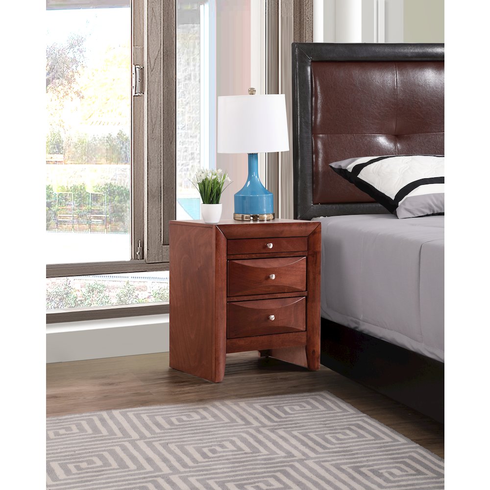 Glory Furniture Marilla Nightstand in Cherry Color. Picture 7
