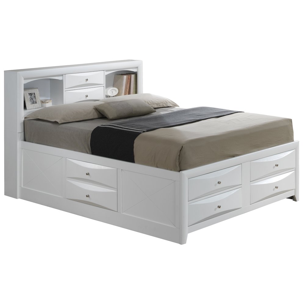Glory Furniture Marilla Queen Storage Bed in White Color. Picture 1