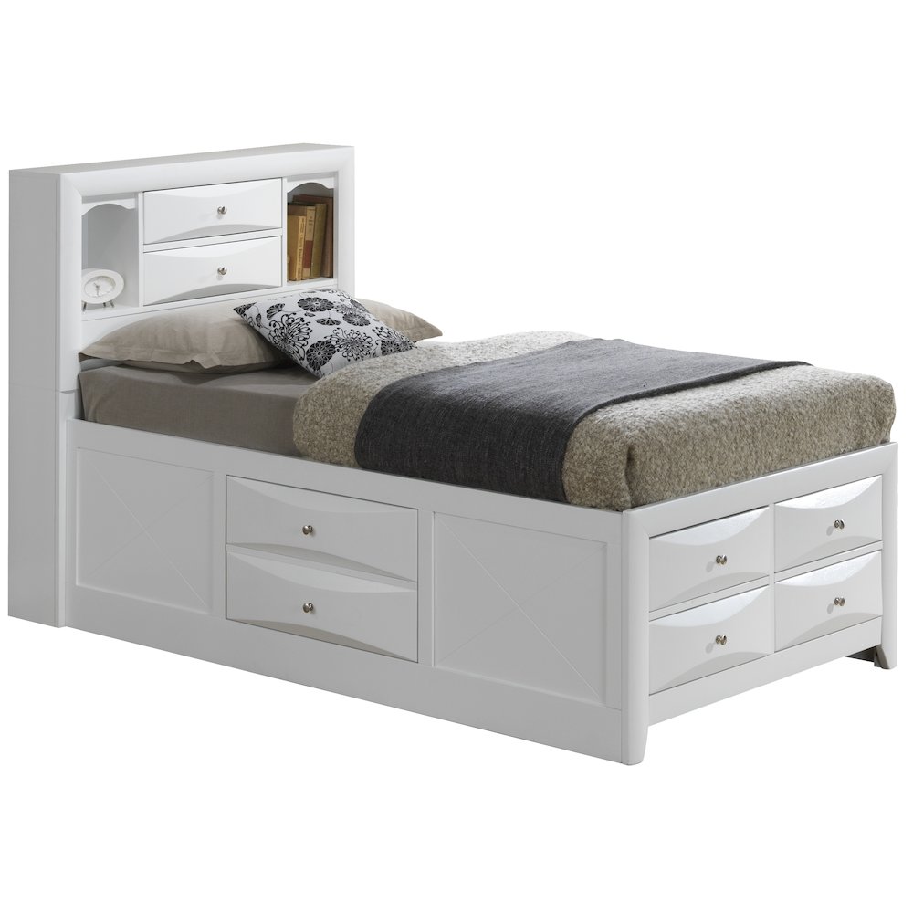 Glory Furniture Marilla Twin Storage Bed in White Color. Picture 1
