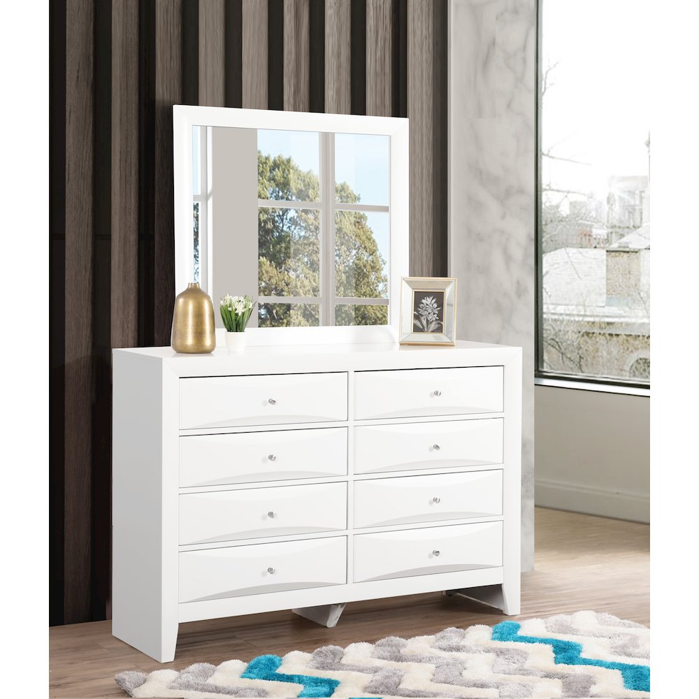 Glory Furniture Marilla Mirror in White Color. Picture 7