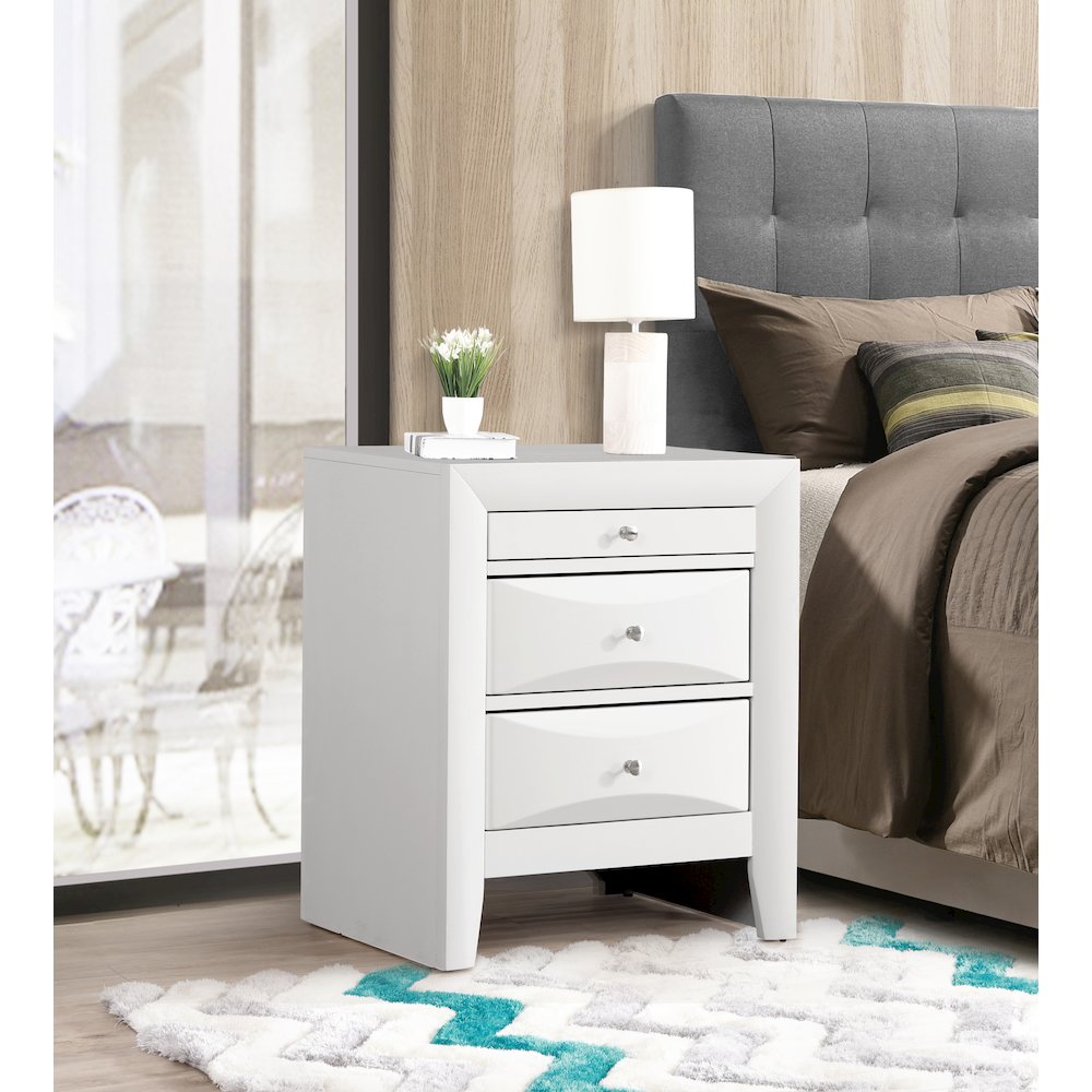 Glory Furniture Marilla Night Stand in White Color. Picture 7