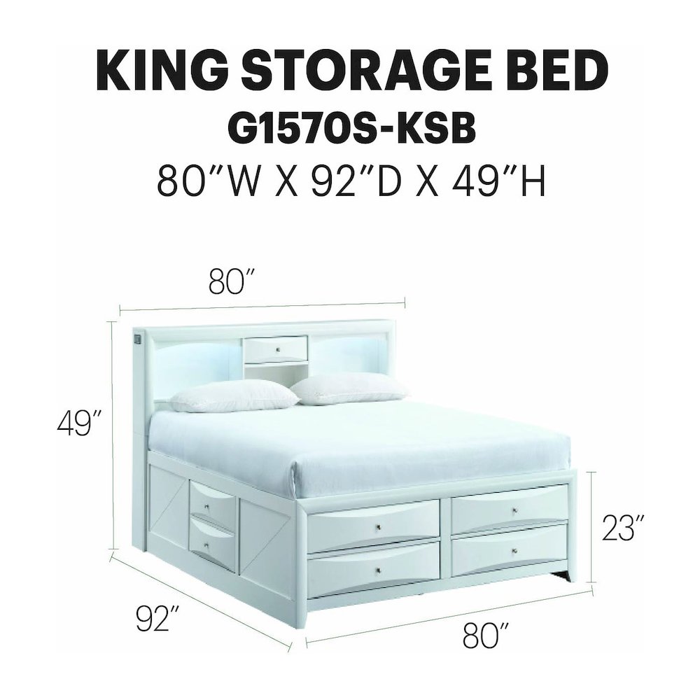 Platform Bed Frame with Headboard, Modern Wooden Bed Frame Bedroom, White, King. Picture 7