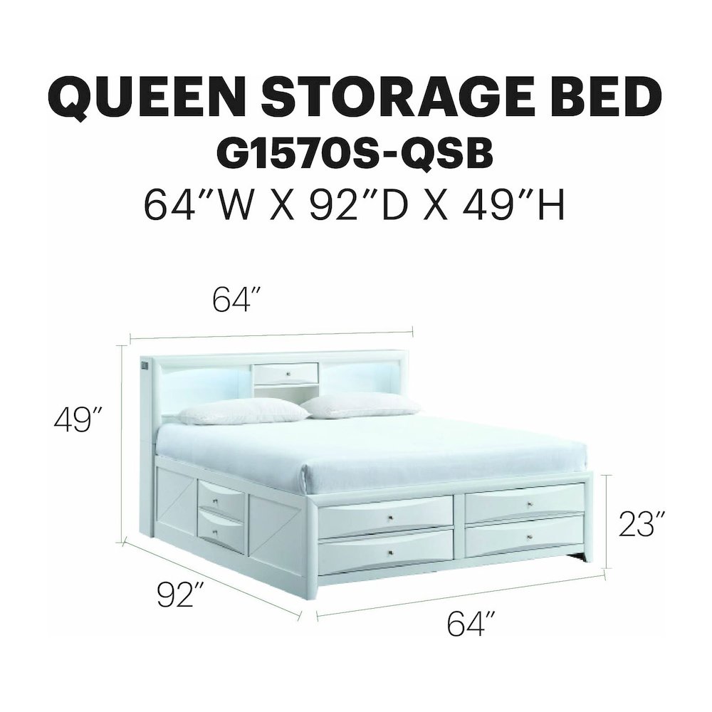 Platform Bed Frame with Headboard, Modern Wooden Bed Frame Bedroom, White, Queen. Picture 7