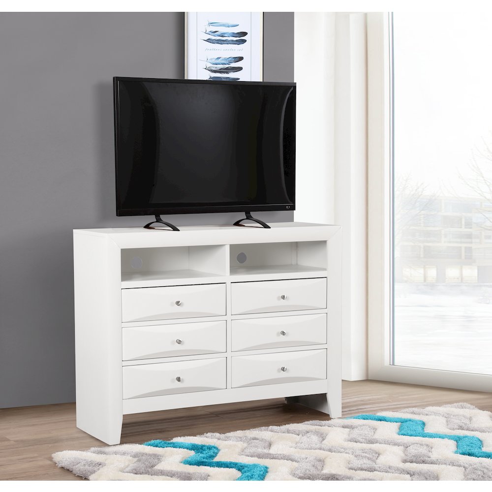 Glory Furniture Marilla Media Chest in White Color. Picture 6