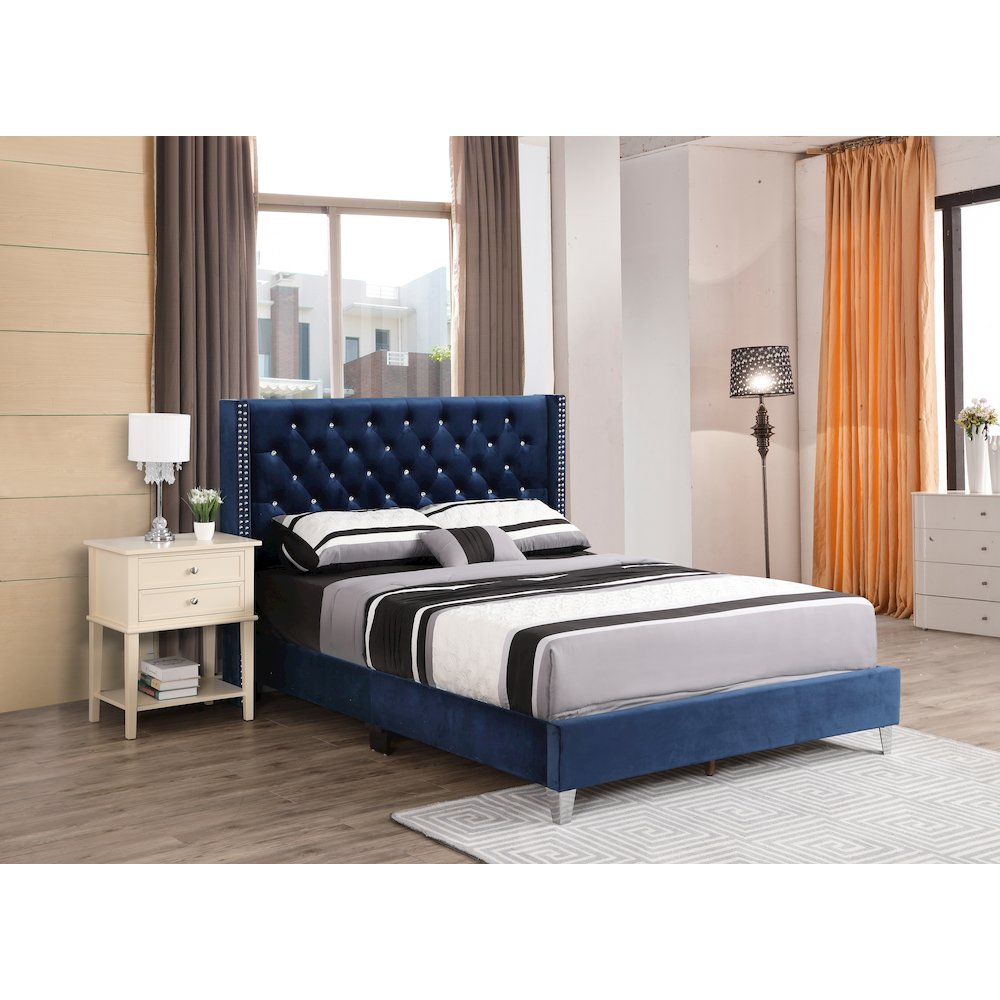 Glory Furniture Julie Queen Bed in Navy Blue Color. Picture 7