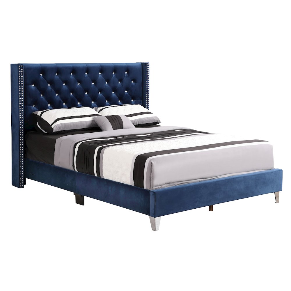 Glory Furniture Julie Queen Bed in Navy Blue Color. Picture 1