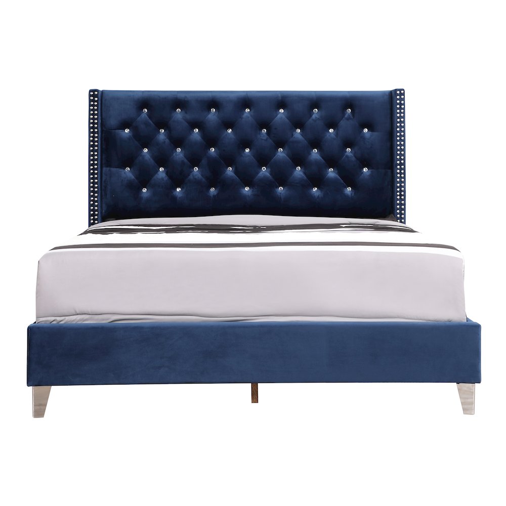 Glory Furniture Julie Queen Bed in Navy Blue Color. Picture 2