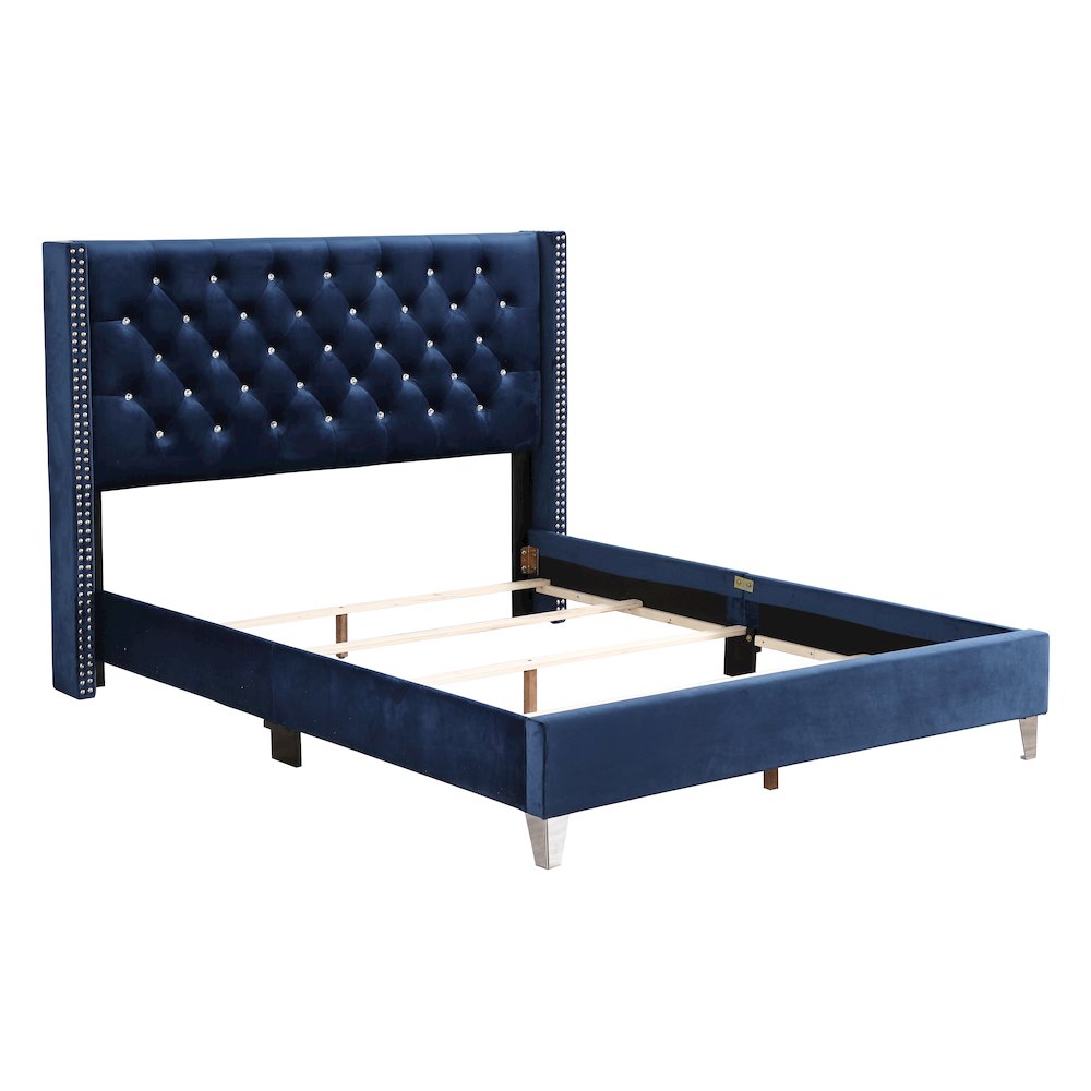 Glory Furniture Julie Queen Bed in Navy Blue Color. Picture 3