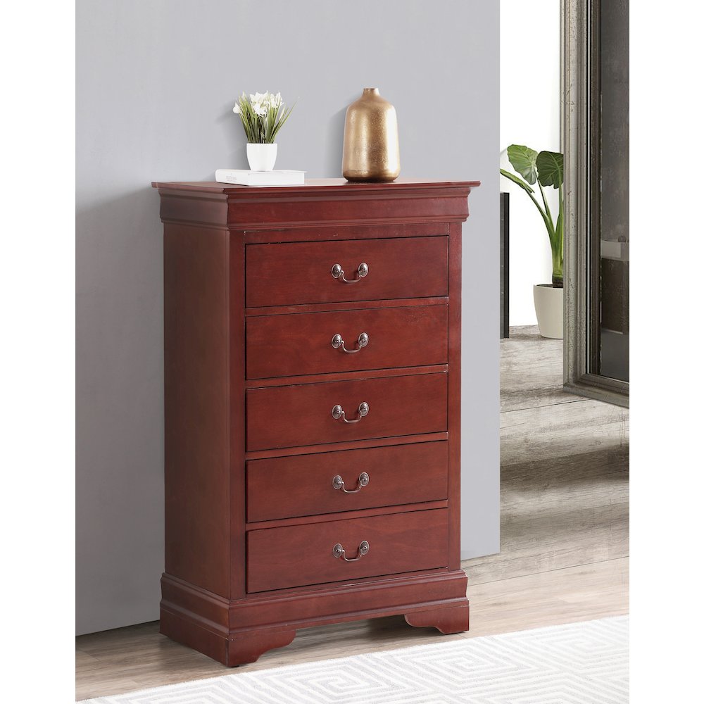 Glory Furniture LouisPhillipe Chest in Cherry Color. Picture 7