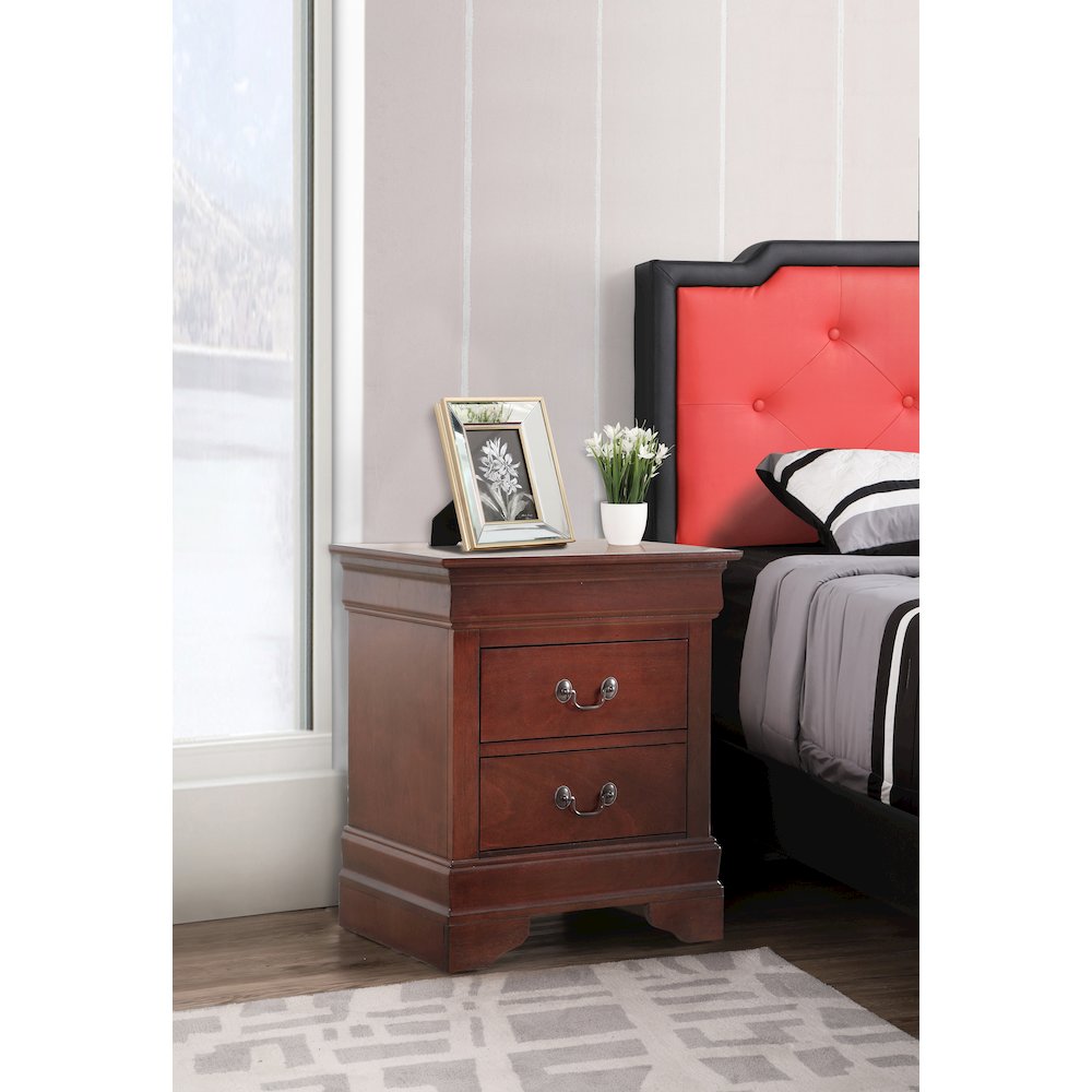 Glory Furniture LouisPhillipe Nightstand in Cherry Color. Picture 7