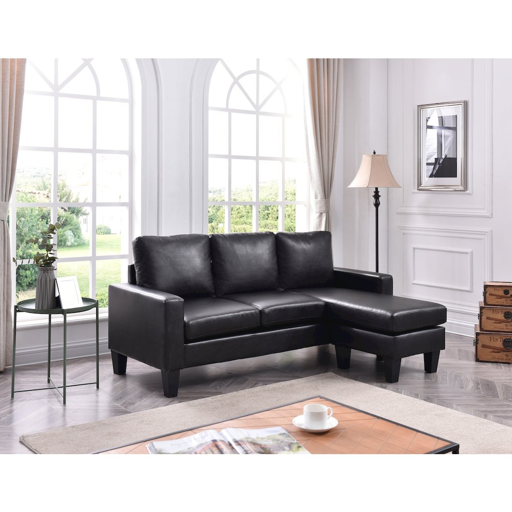 Glory Furniture Jenna Sofa Chaise in Black Color. Picture 7