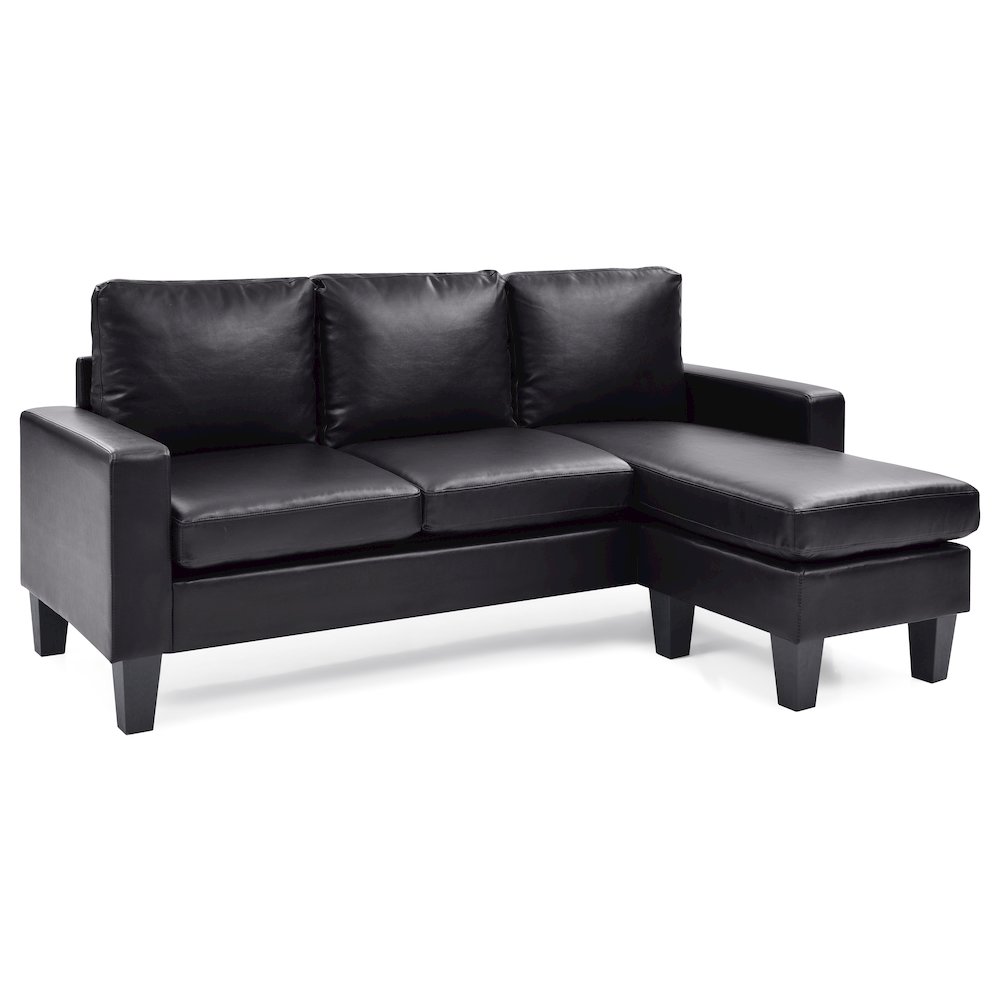 Glory Furniture Jenna Sofa Chaise in Black Color. Picture 1