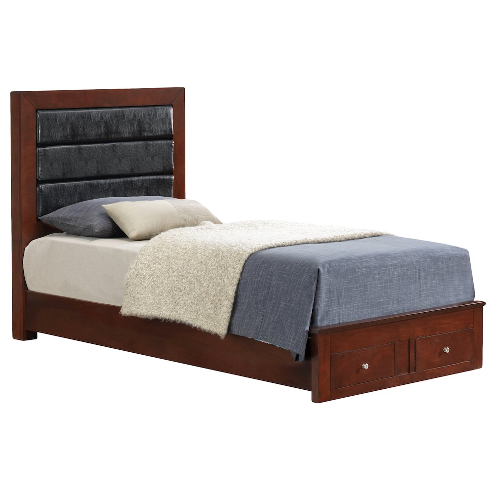 Glory Furniture Burlington Twin Storage Bed in Cherry Color. Picture 1