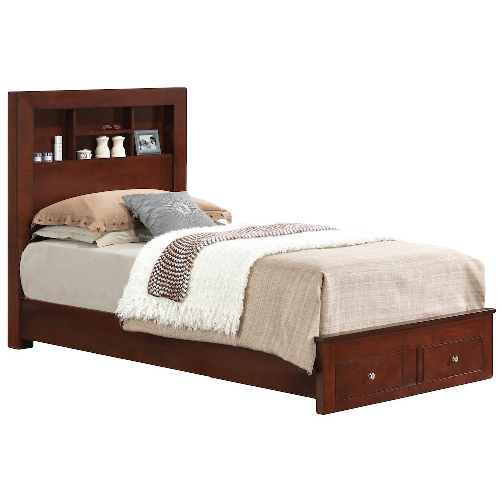 Glory Furniture Burlington Twin Storage Bed in Cherry Color. Picture 1