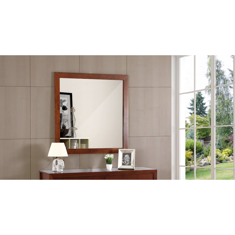 Glory Furniture Burlington Mirror in Cherry Color. Picture 7