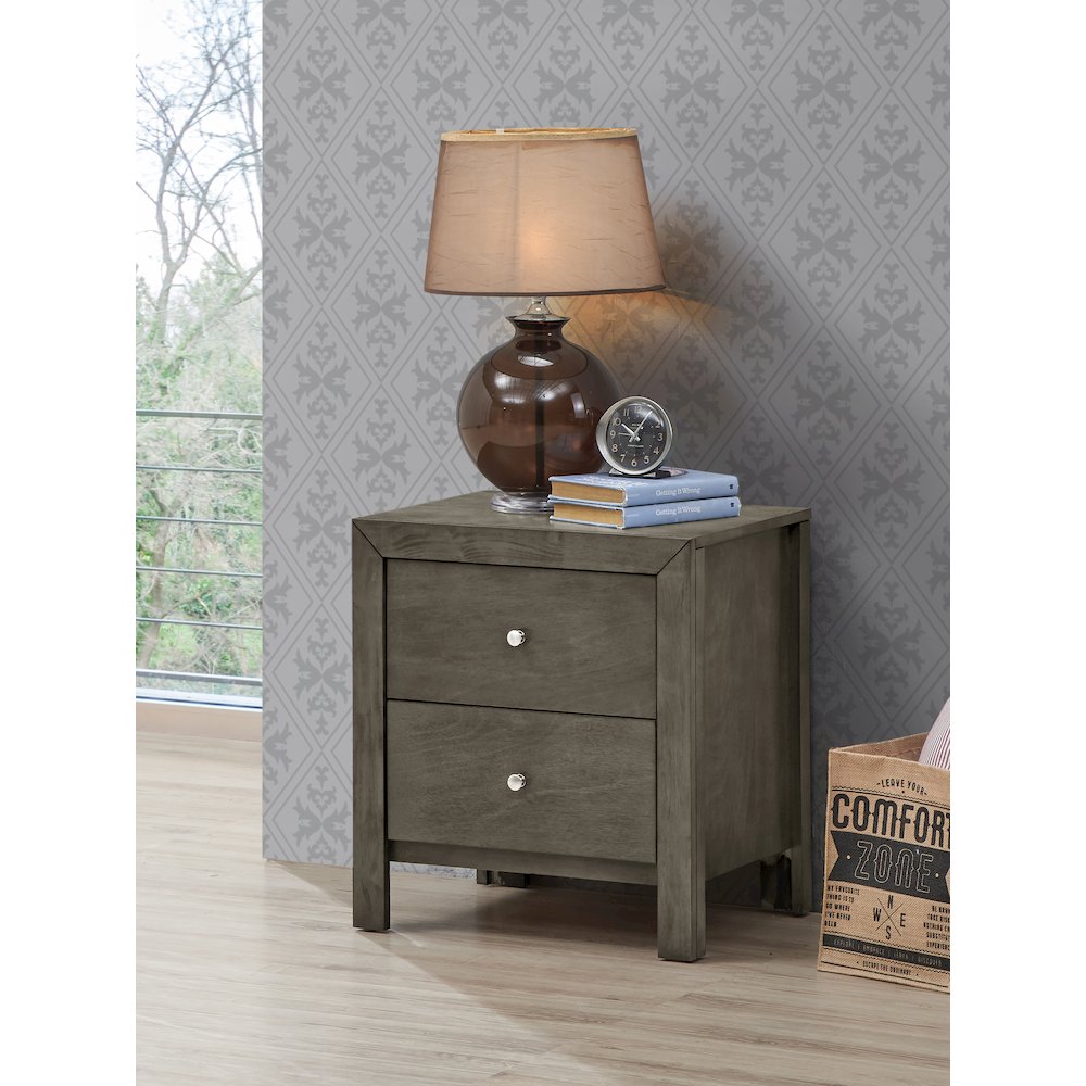 Glory Furniture Burlington Night Stand in Gray Color. Picture 7