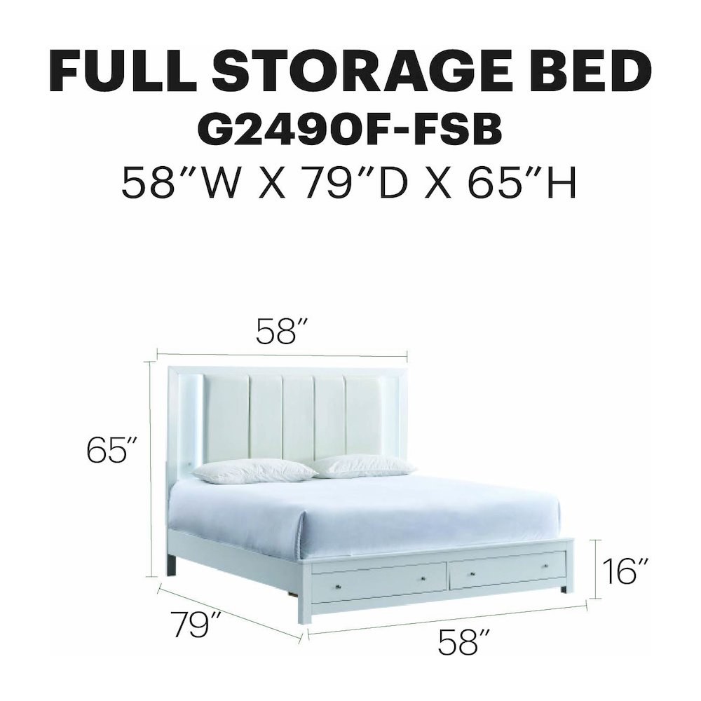 Glory Furniture Burlington Full Bed, White Color. Picture 8