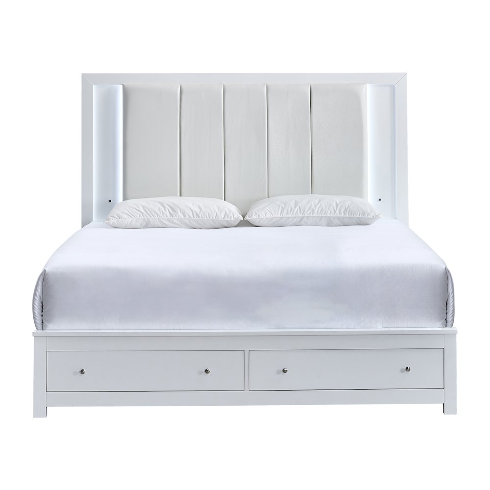 Glory Furniture Burlington King Bed, White Color. Picture 1