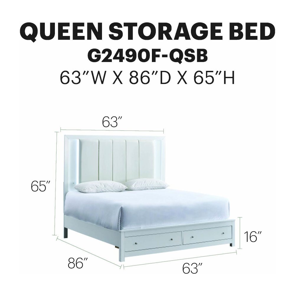 Glory Furniture Burlington Queen Bed, White Color. Picture 8