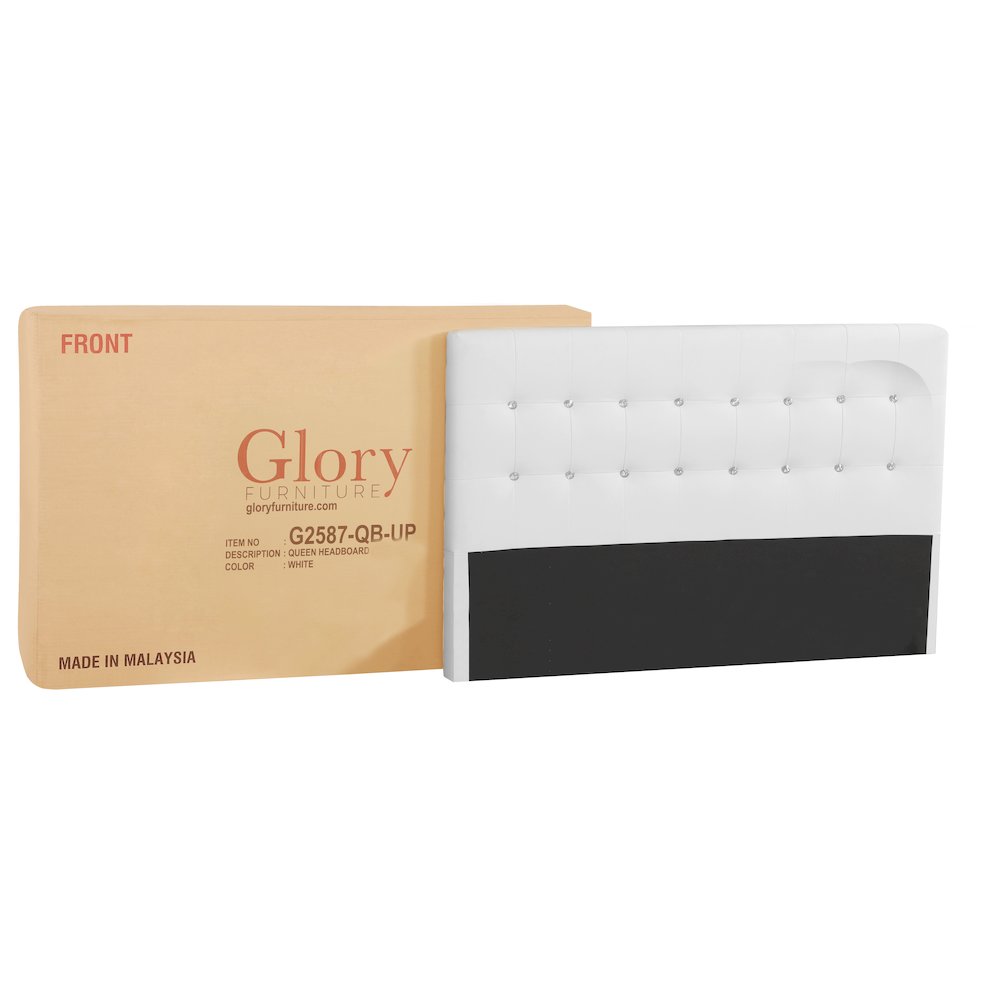 Glory Furniture Diamond Queen Bed in White Color. Picture 4