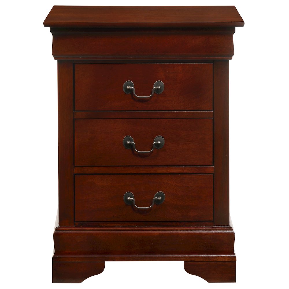Glory Furniture Louis Phillipe   3 Drawer Nightstand, Cherry. Picture 1