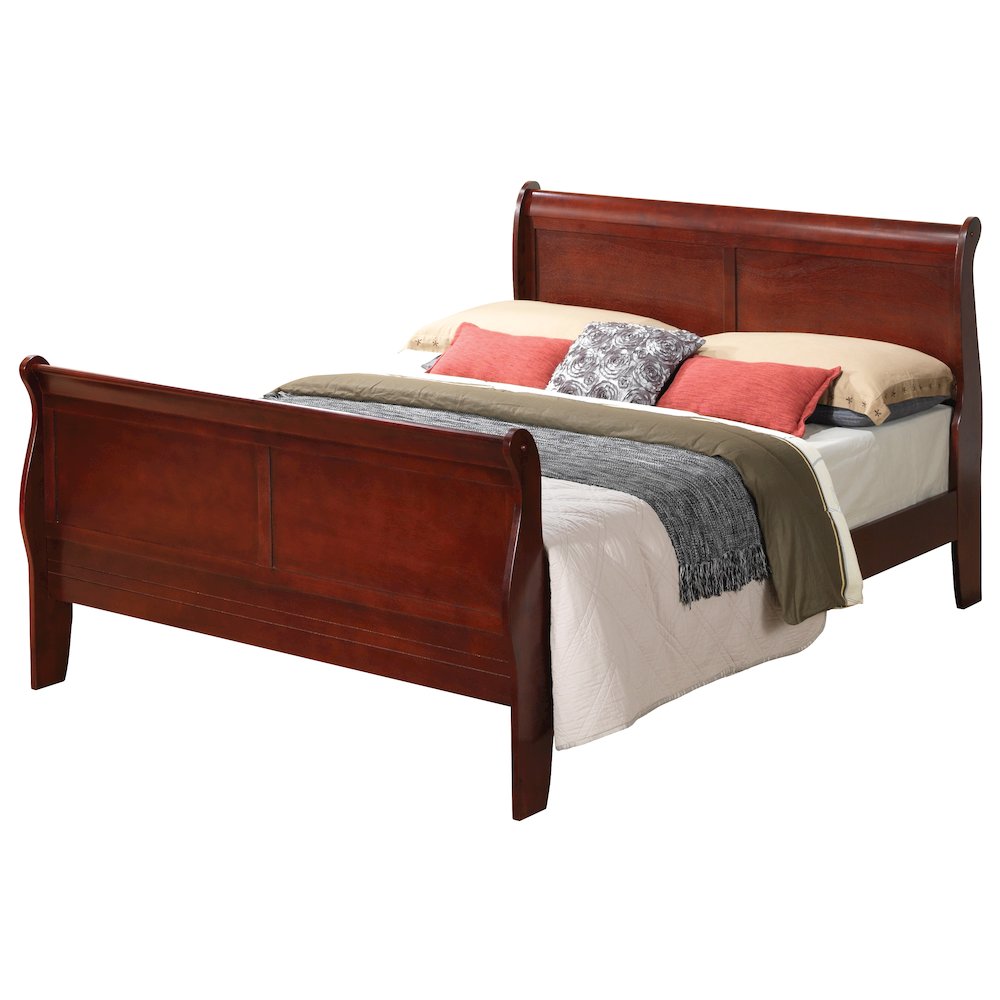 Glory Furniture Louis Phillipe Queen Bed in Cherry Color. Picture 1