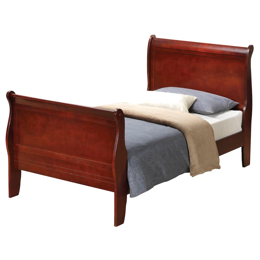 Glory Furniture Louis Phillipe Twin Bed in Cherry Color. Picture 1
