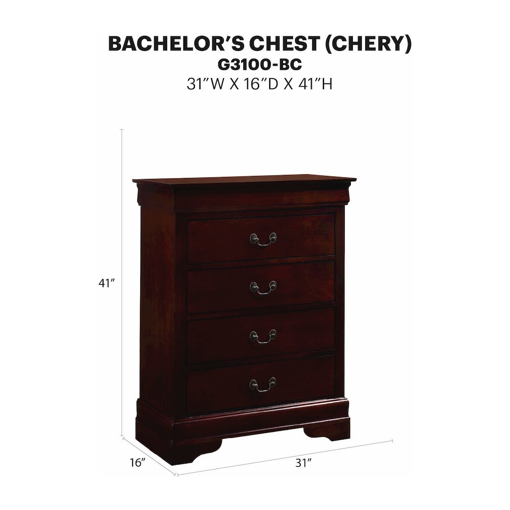 Glory Furniture Louis Phillipe Chest in Cherry Color. Picture 7